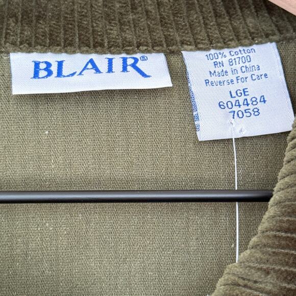 Blaire Woman's Size L Corduroy Olive Green Vintage Button Collared Jacket - Picture 5 of 6